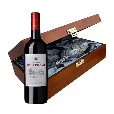Chateau Haut Pingat Bordeaux 75cl Red Wine In Luxury Box With Royal Scot Wine Glass